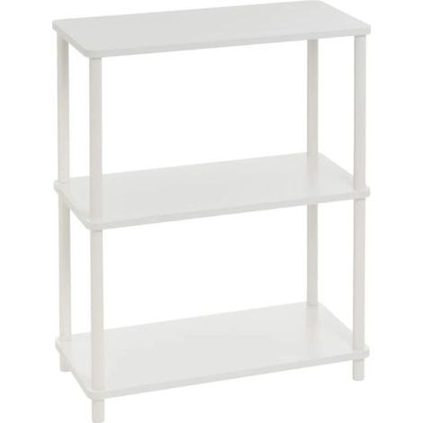Console étagère d'entrée - JUANIO - 60x30x76 cm - Blanc - MDF & métal - 5 kg/étagère (1/5)