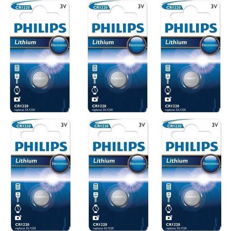 .6 Piles Philips CR1220.