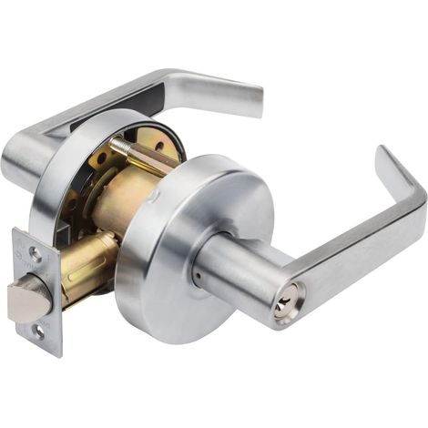 Serrure à levier pour bureau, qualité commerciale grade 2, conforme ADA, finition chrome satiné. (1/5)