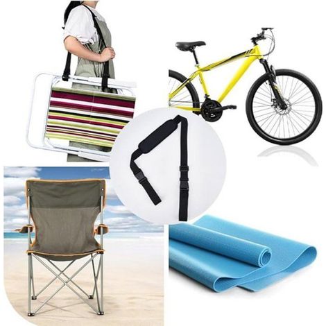 Sangle de portage pour chaise pliable réglable 106 à 176 cm en polyester antidérapant, adaptée pour camping, scooter, vélo et activités de plein air (1/5)