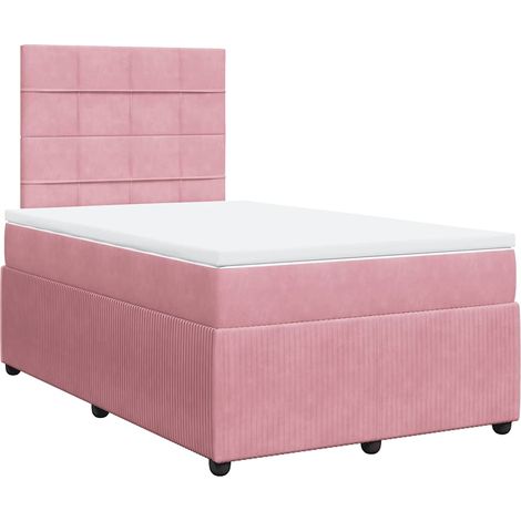 Maison Exclusive - Sommier à lattes de lit avec matelas rose 120x190 cm velours (1/5)