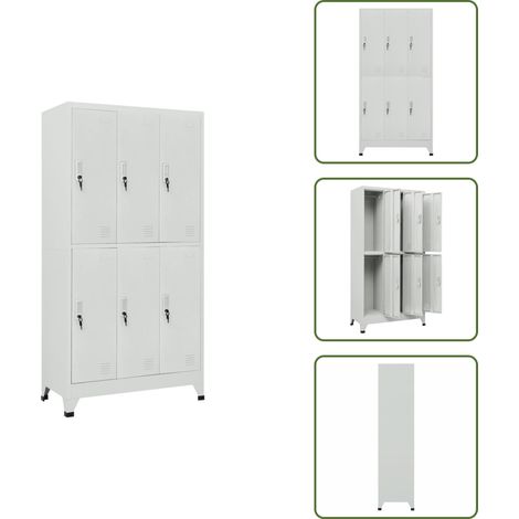 Armoire à casier avec 6 compartiments Acier 90x45x180 cm Gris - Armoire Métallique - Meuble Rangement - Placard Industriel - Armoire Locker - Mobilier Scolaire (1/5)