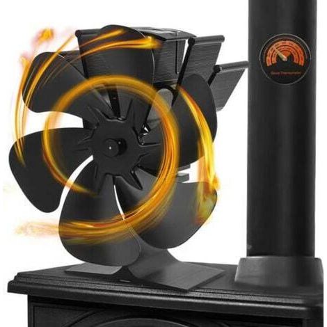 Randaco Ventilateur de poêle sans électricité Autres accessoires de cheminée Poêle Souffleur pour cheminée avec thermomètre (1/4)