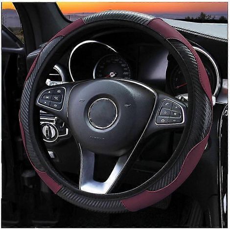 Housse de volant en similicuir microfibre antidérapante, universelle, pour voiture, sans anneau intérieur (2 pièces) (1/4)