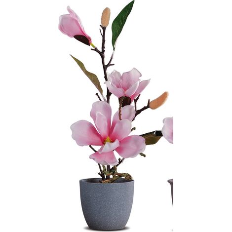 VASO CON MAGNOLIA 3 FIORI E 2 BOCCIOLI D.10XH40CM (1/5)