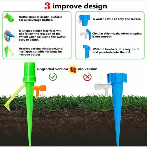 Kit d'arrosage goutte à goutte automatique - 24 arroseurs réglables - Bec en spirale pour bouteille d'eau d'environ 2,7 cm - pour plantes d'extérieur, plantes en pot, etc. (1/4)