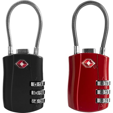 Cadenas pour bagages, petit cadenas à combinaison avec câble, cadenas combiné avec code, pour valise de voyage, casier de gym, étui à (1/5)