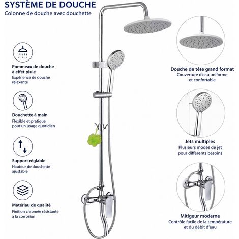 Colonne de douche en cuivre petit carré 3 modes avec touches piano réf 5289 5 kg – Livraison gratuite