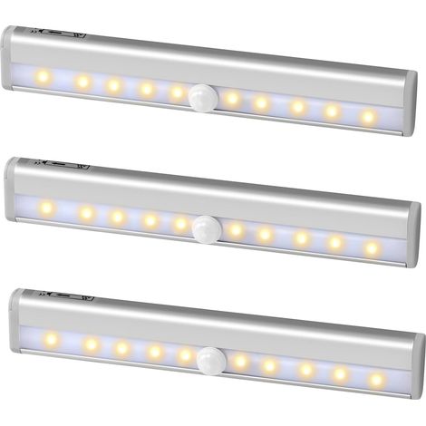 Lot de 2 lampes LED pour placard avec détecteur de mouvement et bande magnétique, veilleuse à 10 LED fonctionnant sur piles (1/5)