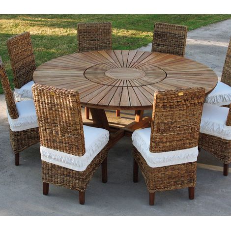 Tavolo da giardino in teak Real Table Dimensione Tavoli: Ø 180 (1/2)