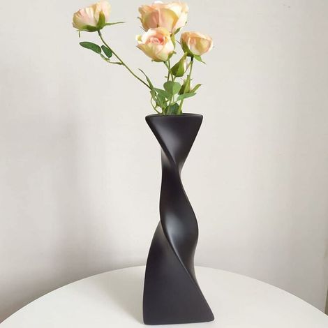 Floor Vase Black Matt Ceramic Vase for Tulip/Pampas Grass, Modern Simple Flower Vase, Vases for Table Decoration/Window Decor,Schwarz Vase (1/5)