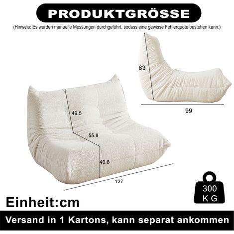 Canapé moelleux chenille, fauteuil de sol rembourré, chaise décorative sans accoudoirs, siège cheminée, sofa bas confortable pour salon, chambre, salle de jeux et bureau. (1/5)
