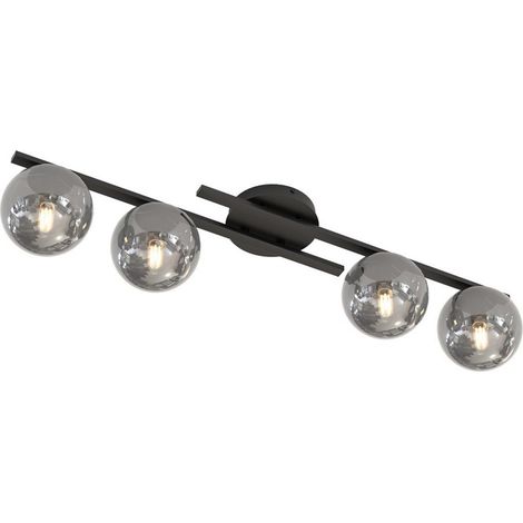 Lampada a Soffitto Kairo, Metallo, Vetro, Nero, 87x19x29 cm (1/5)
