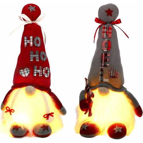 Noël Gnomes Peluche Poupée 2 Pcs, Poupée sans Visage avec Longues Jambes Tricoté Noël Gonk Nain Elfe Figurines Décoration De Table De Vacances Ornement De Table Présente - LionKnight,- Lefou (1/5)