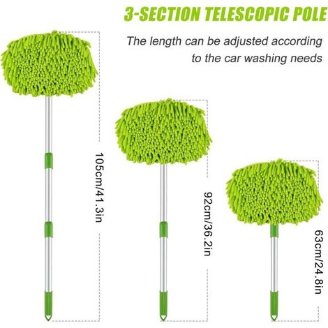 118CM Brosse Lavage Voiture Extérieur Telescopique de Nettoyage Kit,2 en 1 Brosse Telescopique de Nettoyage Camping Car, AVCE 3 Balai/2 Housse de Rechange, pour Caravane, Camion, Voitures (1/3)
