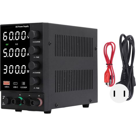 Alimentation DC variable DPS305U précision élevée, réglage fin et grossier par encodeur, faible bruit, source de laboratoire 0-30V 0-5A, prise US 115V AC (1/5)