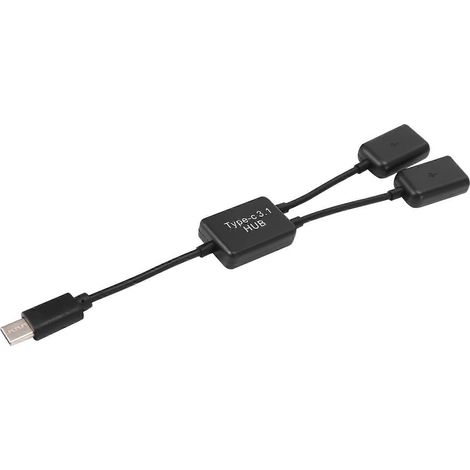 Câble répartiteur en Y USB Type C OTG mâle vers double port de charge OTG 2.0 femelle (1/5)