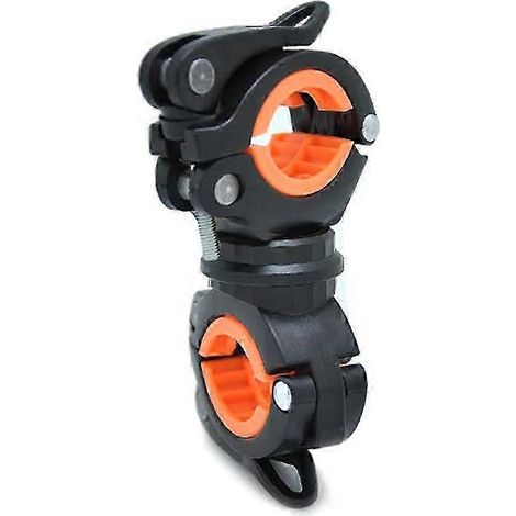 Support de lampe pour vélo, fixation universelle, clip de serrage (noir et orange) (1/5)
