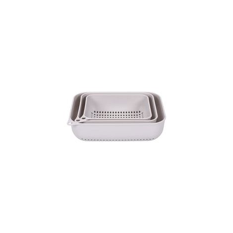 Set di 3 scolapasta grigi da cucina per scolare frutta e verdura. - Crezuo