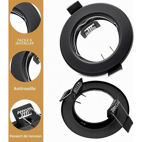 Support Spot Encastrable GU10 Noir Mat Sans Ampoule (1/4)