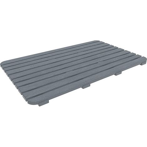 Pedana doccia rettangolare 80x50 cm grigia effetto legno in plastica PP linea Woody Feridras