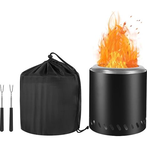 Brasero de 22 cm acier inoxydable Brasero de camping portable cheminée de table d'extérieur avec sac de voyage et fourchette à barbecue pour jardin et (1/5)