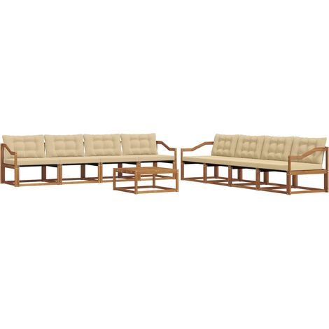 Ensemble de canapés d'extérieur 9 pcs Salon de jardin Naturel et Beige (1/5)