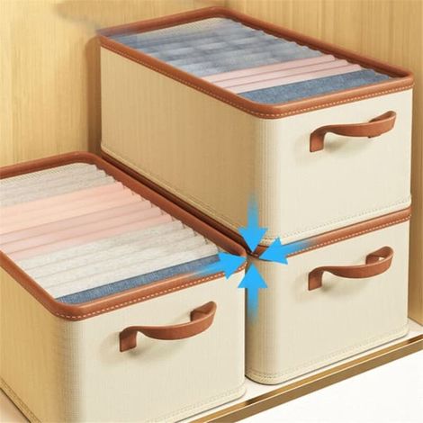 Paniers de rangement pour vêtements avec poignée en PU, boîte pliable pour organiser les robes, 18 L