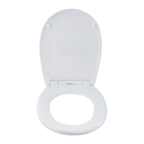 Wenko – Abattant WC clipsable blanc – Duroplast antibactérien – Fixation inox Fix-Clip – Mécanisme Easy-Close – Design ovale 35x44.5 cm