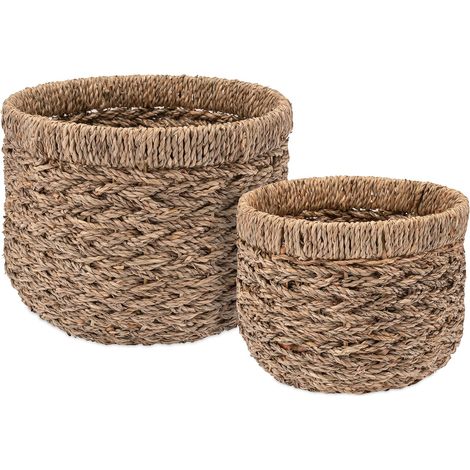 panier de rangement rond en jonc de mer d40 cm cadre métallique (1/5)