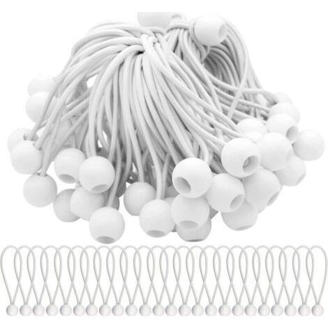 QORVA
-Lot de 75 Tendeur Elastique Cordons Élastiques avec Boules Sandow Elastique Boules Elastiques pour chapiteaux, tentes, bannières et bâches,