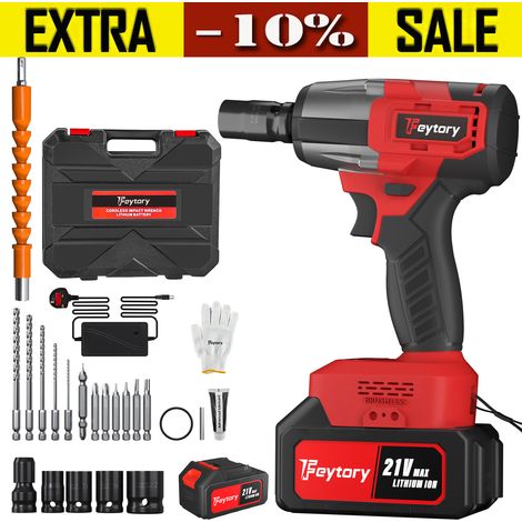 Cordless Impact Wrench 1/2" Drive Brushless Ratchet Nut Driver Drill Gun Battery (1/5)