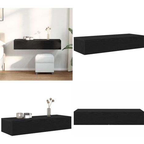Étagère murale avec tiroirs noir 100x36x19 cm bois d'ingénierie - Tiroirs - Rangement mural (1/5)