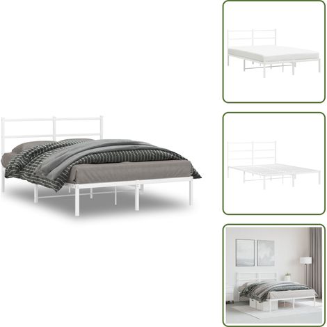 Cama de invitados - vidaXL Estructura cama sin colchón con cabecero metal blanco 135x190cm - Cama de metal