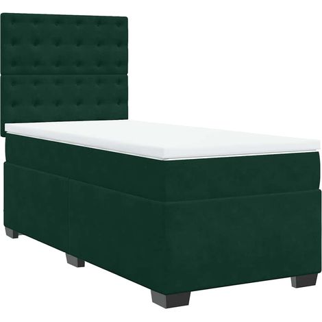 Maison Exclusive - Cama box spring con colchón terciopelo verde o