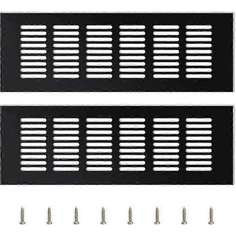 Lot de 2 grilles de ventilation extérieures en aluminium réglables, noires (1/5)
