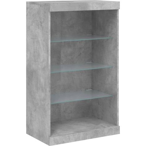 Credenza buffet cassettiera mobile contenitore organizer cucina soggiorno soggiorno con luci a LED 60,5 x 37 x 100 cm grigio 020030002