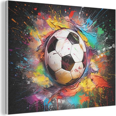 CUADRO ACÚSTICO Fútbol - Pintura - Colores - Negro - Blanco Adornos Pared 80x60 (1/5)