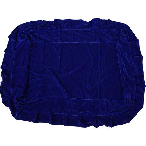Housse anti-poussière pour banc de piano en velours avec garniture en dentelle à volants (bleue) (1/5)