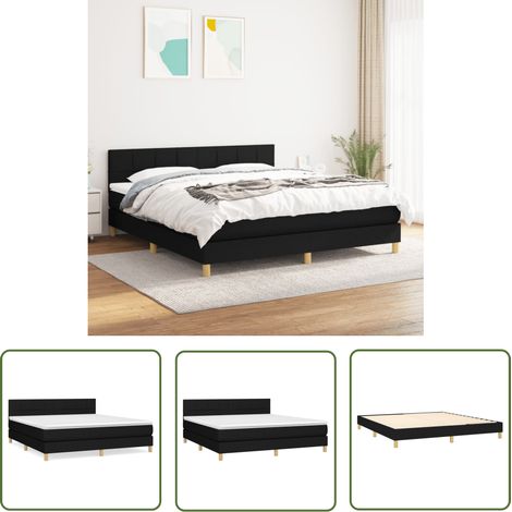 The Living Store Boxspringbett mit Matratze Schwarz 160x200 cm Stoff - Boxspringbett - Doppelbett - Schlafsystem - Bettrahmen - Matratze (1/5)