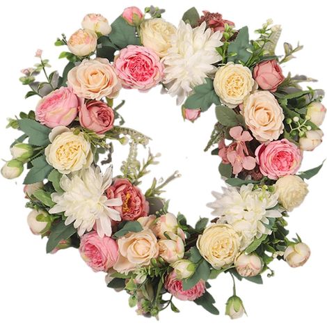 Türkranz Frühling, 40cm Valentinstagskranz Haustür, Künstliche Rosen Blumenkranz Deko, Valentinstag Hochzeit Deko (1/5)