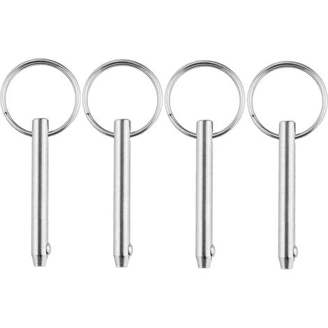 Set of 4 Stud Bolts with Ball Lock Stainless Steel Ball Lock Pin Folding Pin Safety Bolts Stainless Steel Folding Bolt Ring Stud with Ring Diameter 8 mm Pin 65 mm Length (1/5)