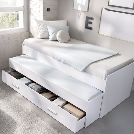 Cama para Niños Zion, Cama con Almacenamiento, Tamaño de Colchón 90x190 cm, Blanco (1/5)
