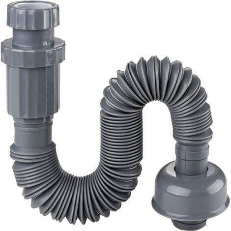Tuyau de vidange flexible en plastique pour lavabo de salle de bain, compatible avec les drains de 1-1/4", gris, rétractable, 13-35 pouces (1/4)