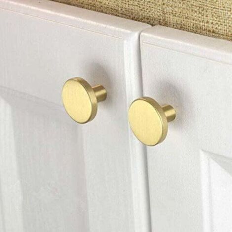 Brushed brass furniture knobs, gold-plated drawer knobs for dressers, wardrobes, cupboards, bathroom and kitchen, set of 10 (mushroom)
