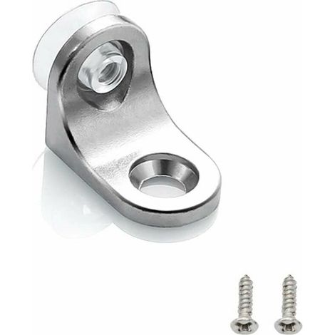 20 pezzi Supporti per mensole in vetro ad angolo retto con base a ventosa per mobili, armadi, librerie, 20x14 mm, Fonepro, argento