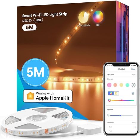Ruban Led Connecté 5M, Compatible avec HomeKit, Alexa Et Google Home (1/5)