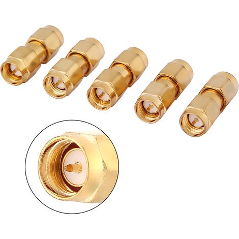 Connecteur SMA mâle vers SMA mâle, vis et broche internes (paquet de 5) (1/4)