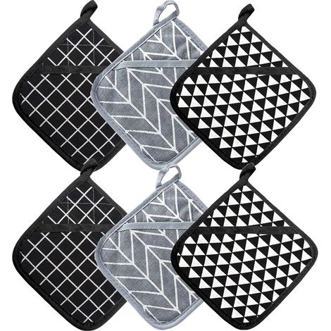 392 °F hitzebeständige Topflappen und Ofenhandschuhe, dickes Ofenhandschuh-Set mit Füllung aus recycelter Baumwolle, Küchenhandschuhe zum Kochen, Backen, 17 cm x 17 cm (Mehrfarbig 2) (1/5)