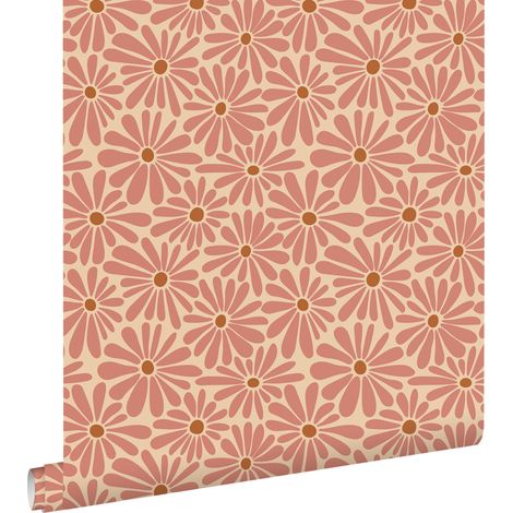 papier peint marguerites rose terracotta - ESTAhome (1/5)
